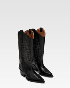 Black lizard-effect nappa leather boots