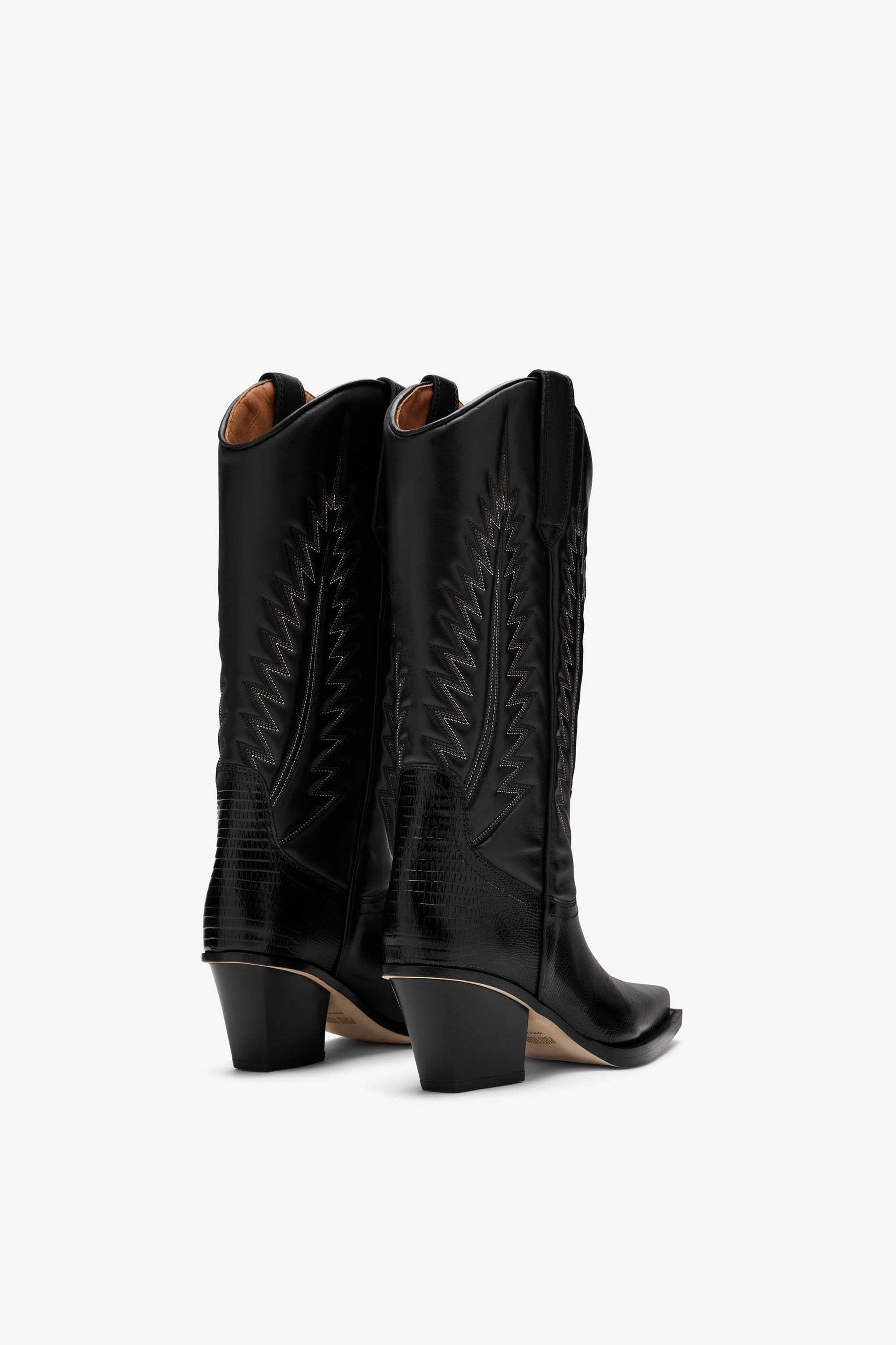 Bottes en cuir nappa noir effet l'ezard