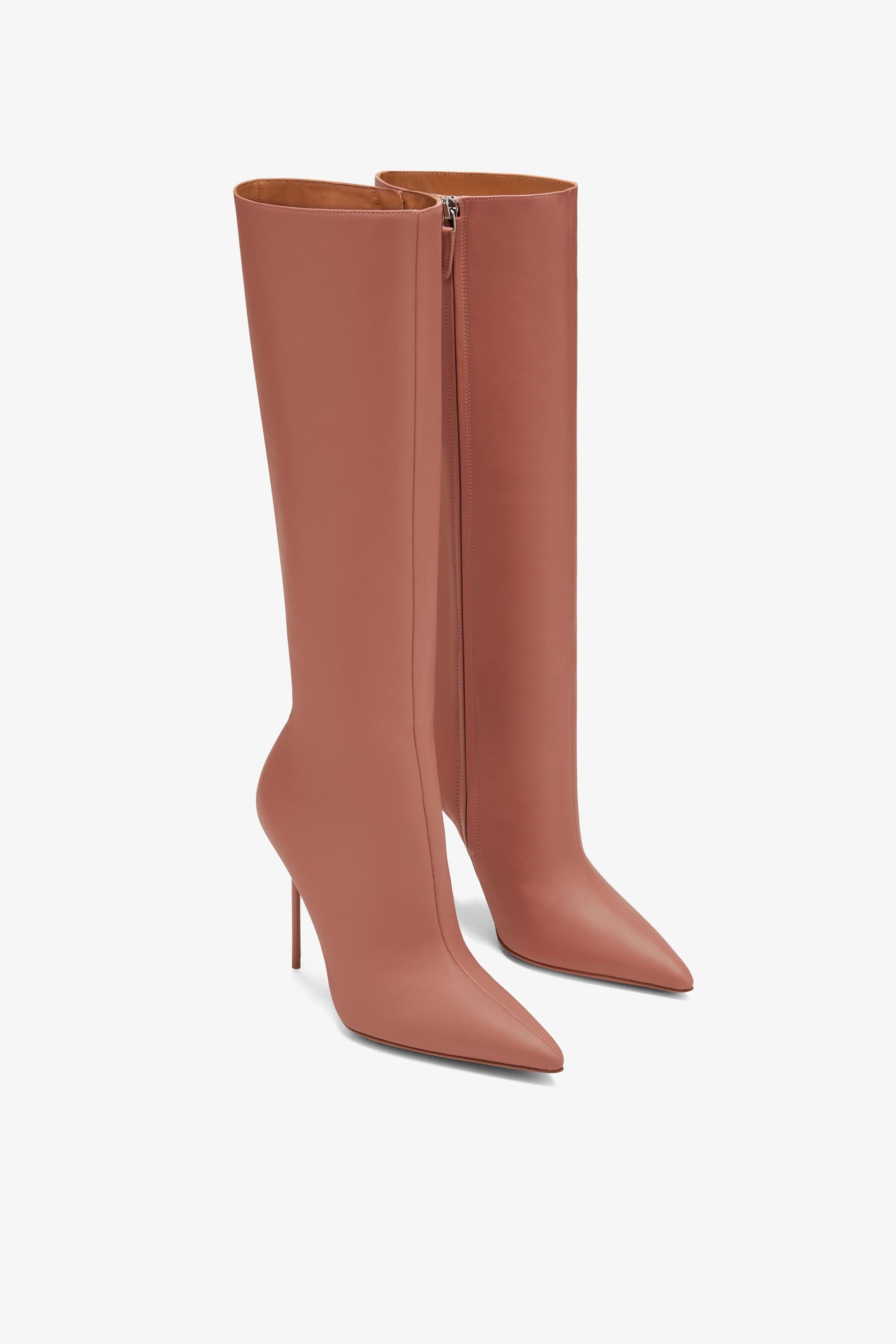 Bottes en cuir nappa rose fard fonc'e