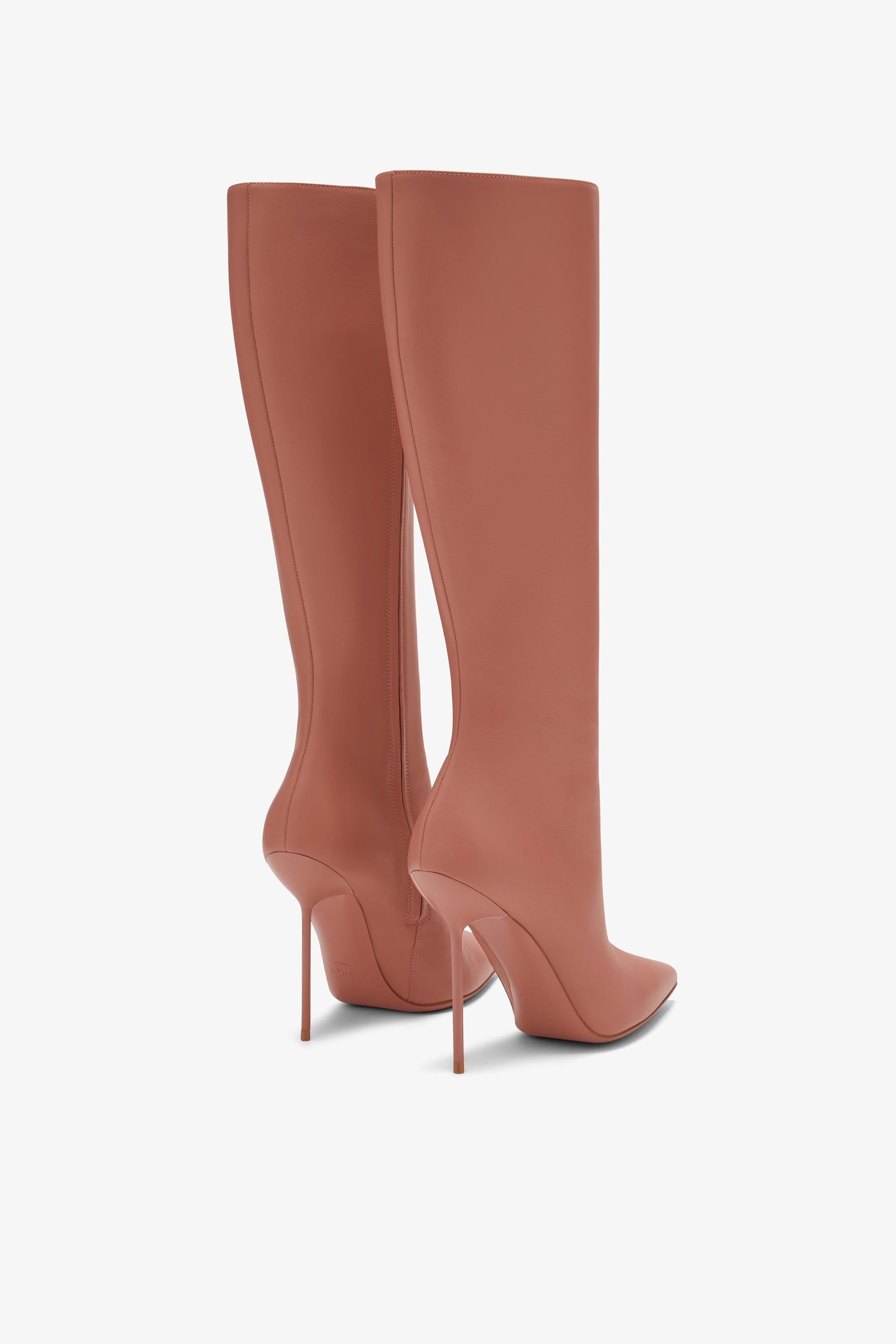 Bottes en cuir nappa rose fard fonc'e