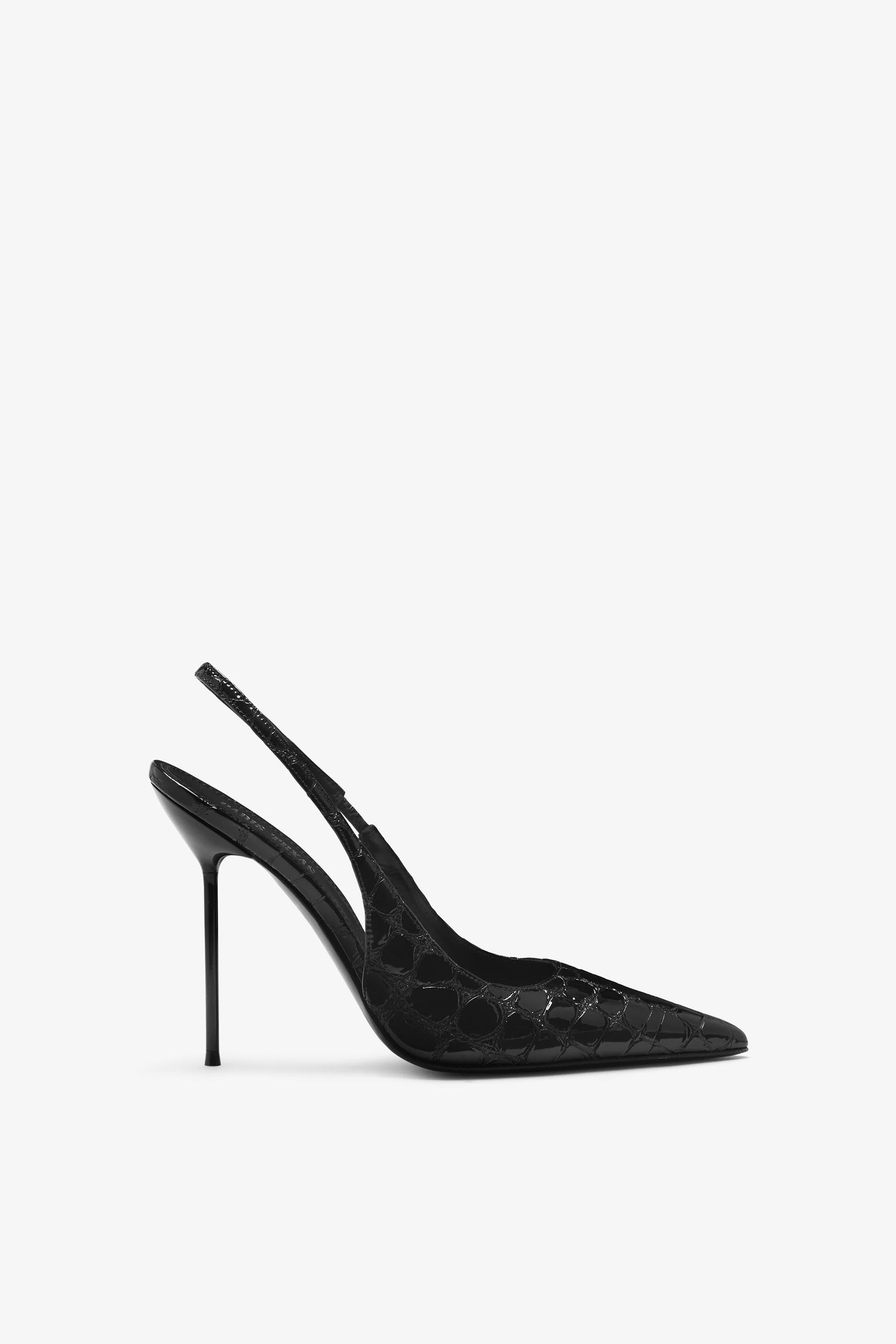 DÃ©colletÃ© slingback in pelle goffrata nera