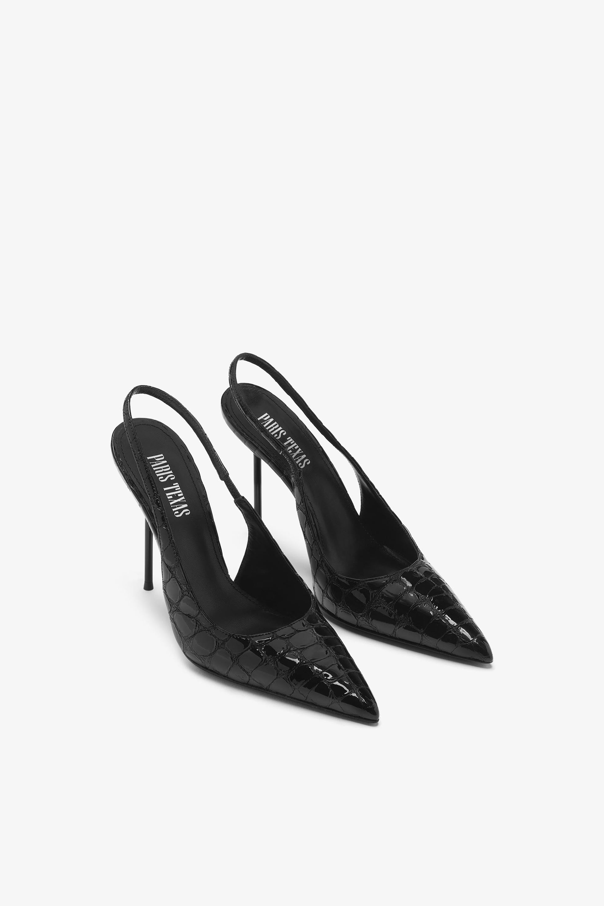 DÃ©colletÃ© slingback in pelle goffrata nera