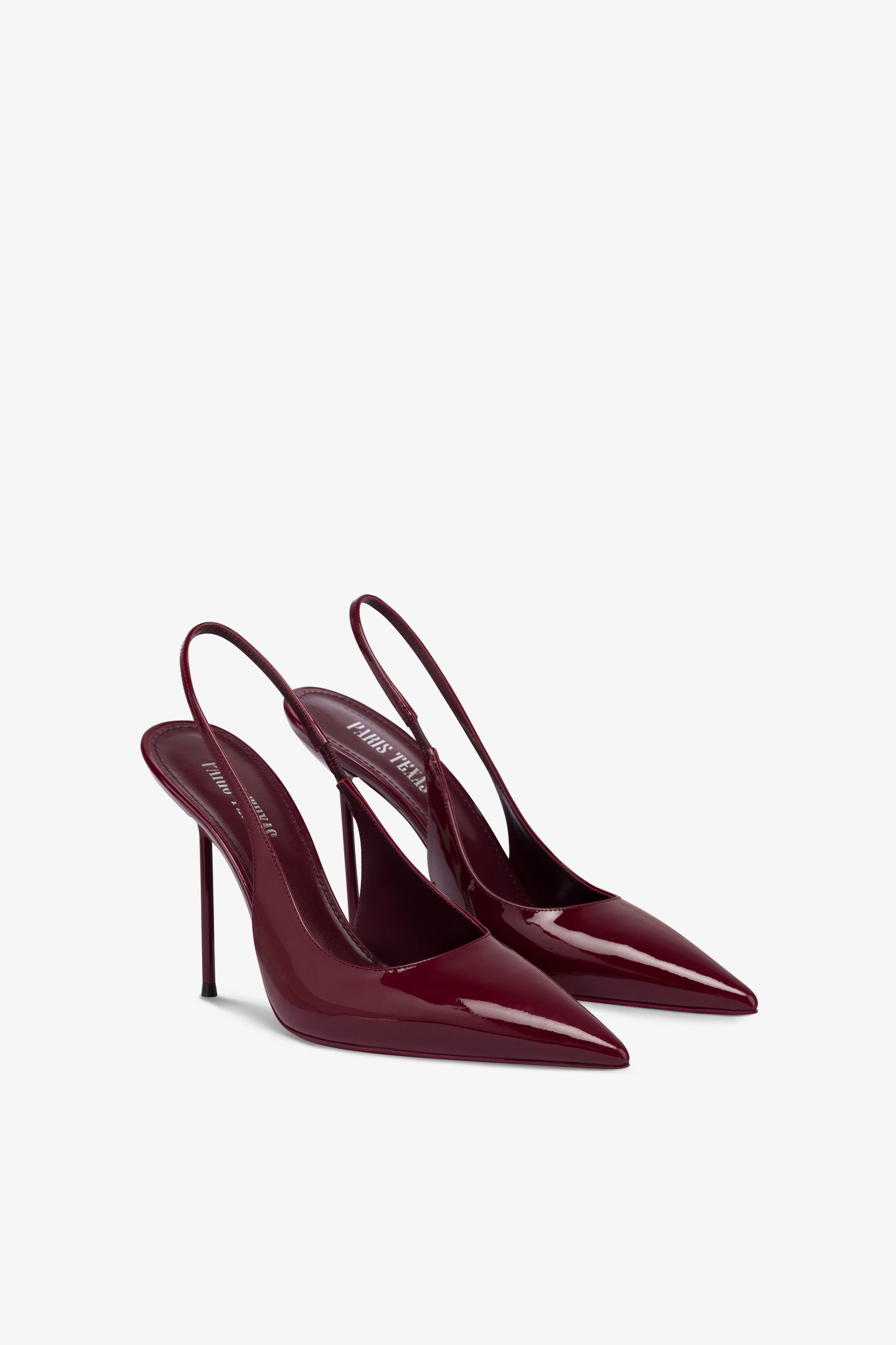 Slingbacks in maroon mirror-effect leather