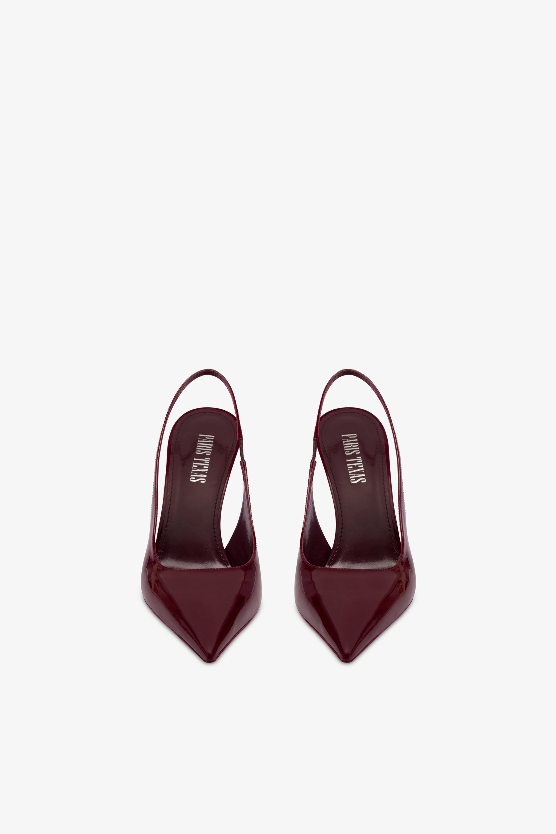 Slingbacks in maroon mirror-effect leather