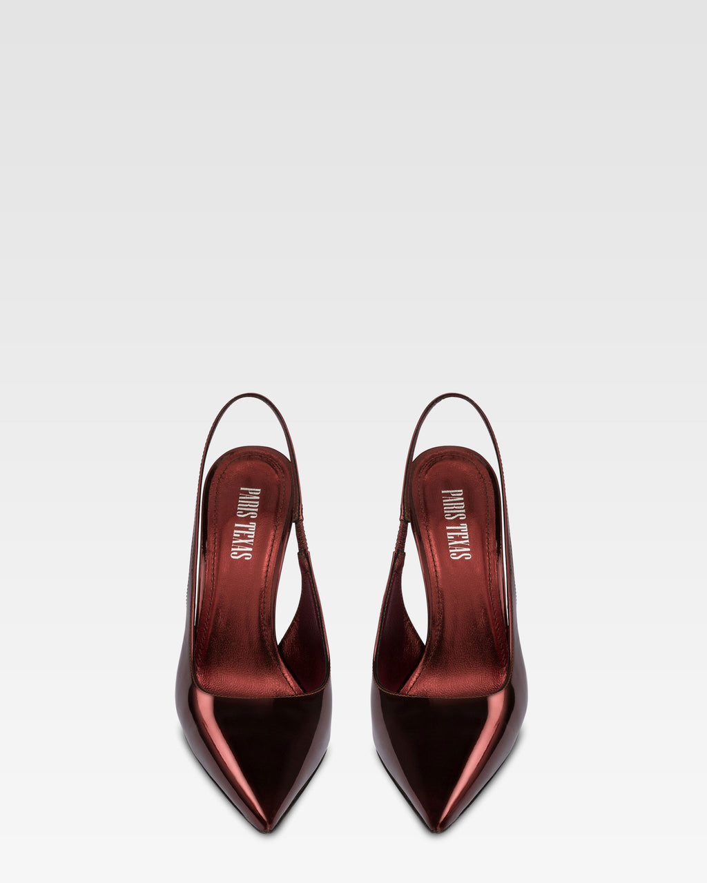 Slingbacks in maroon mirror-effect leather