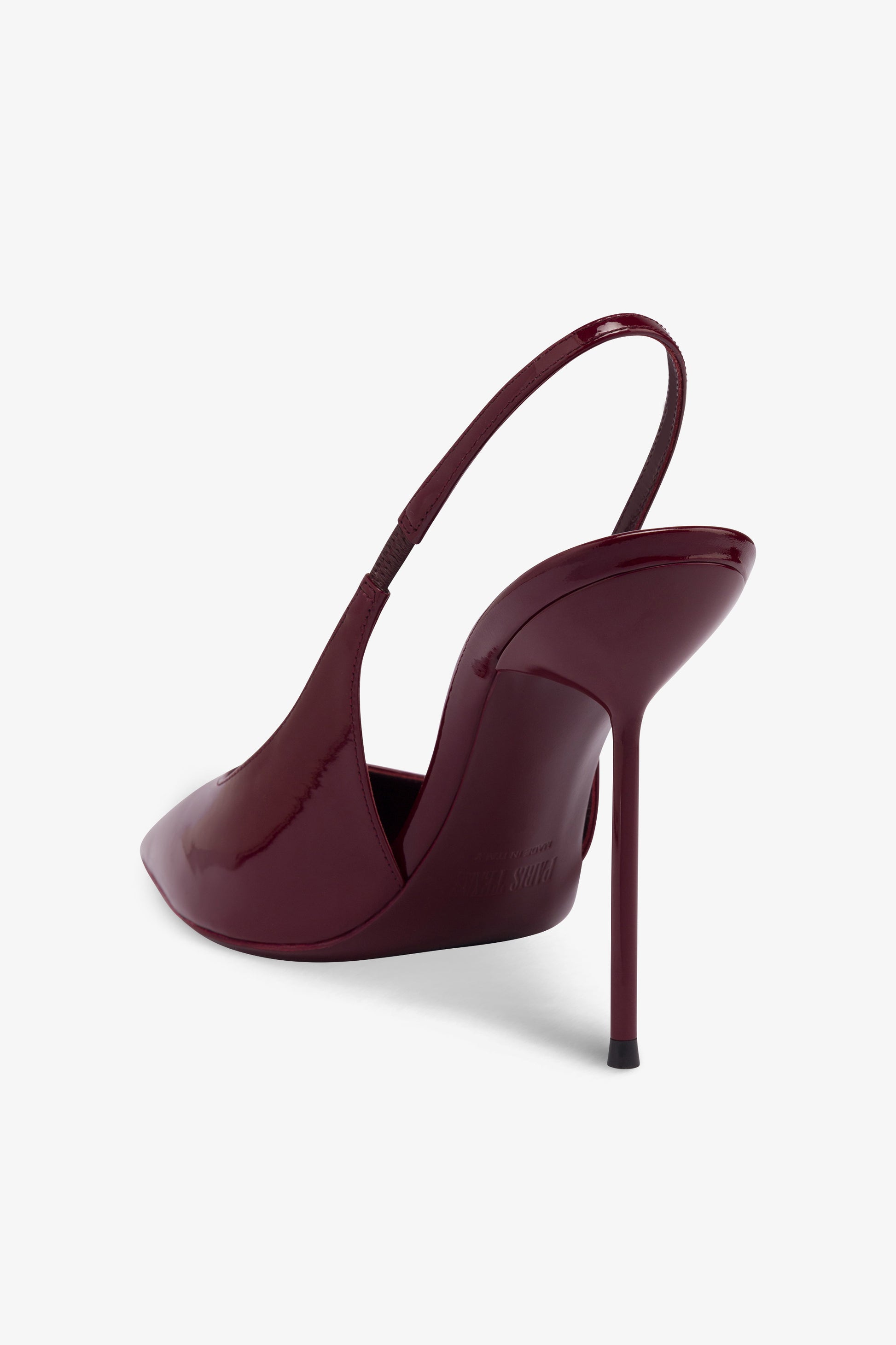 Slingbacks in maroon mirror-effect leather