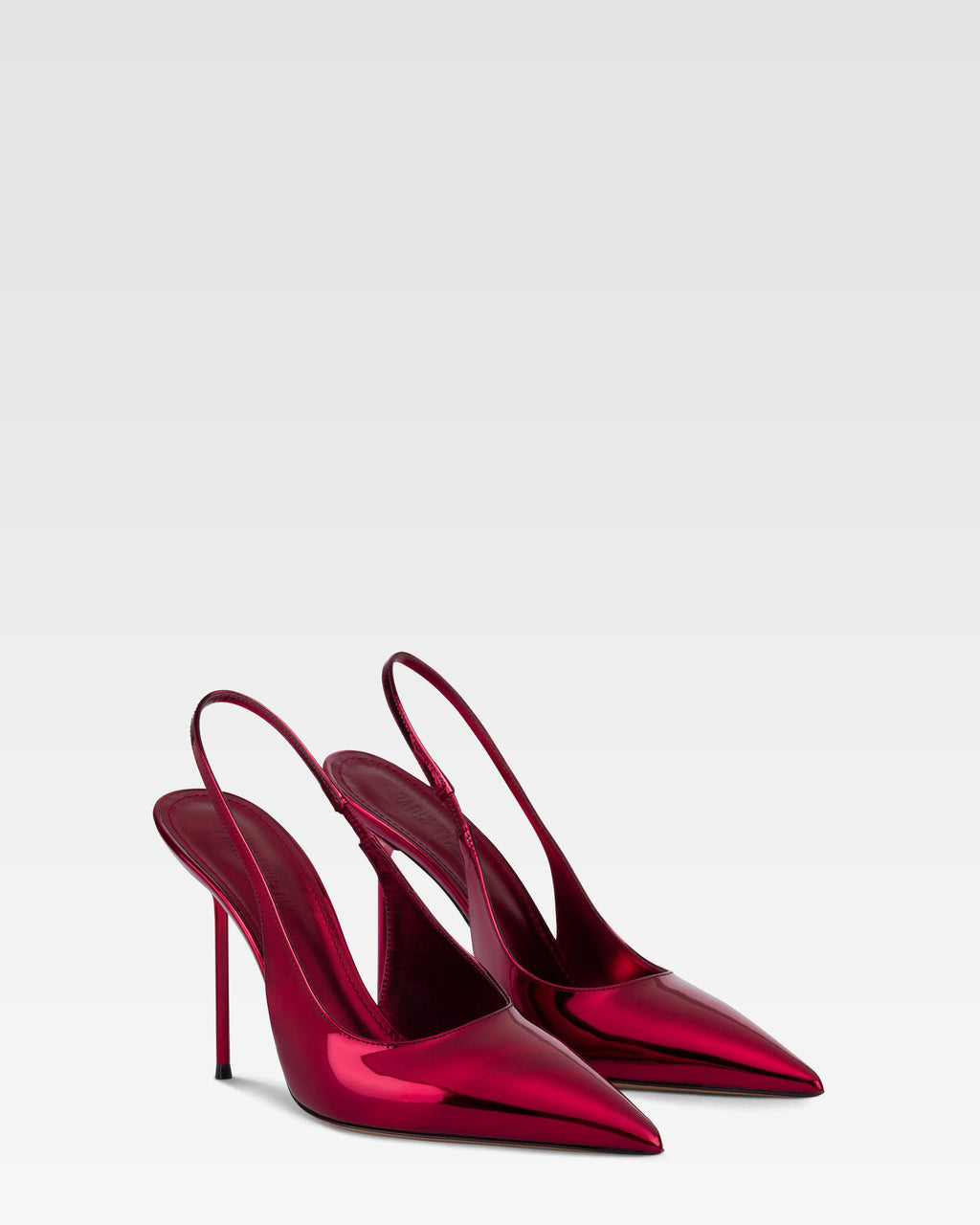 Slingbacks in red mirror-effect leather