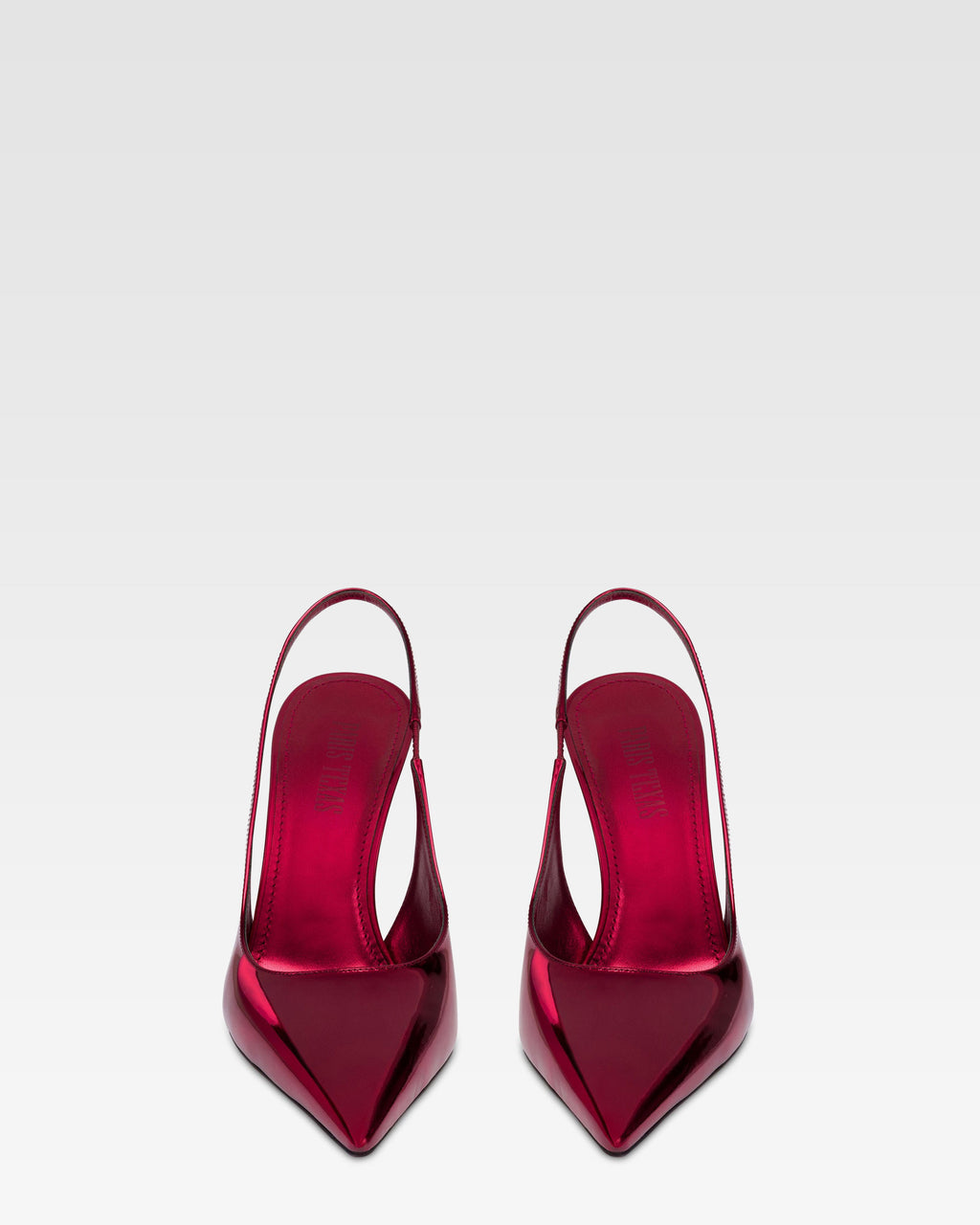 Slingbacks in red mirror-effect leather