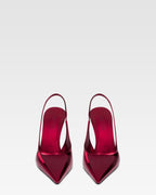 Slingbacks in red mirror-effect leather