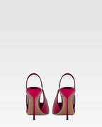 Slingbacks in red mirror-effect leather