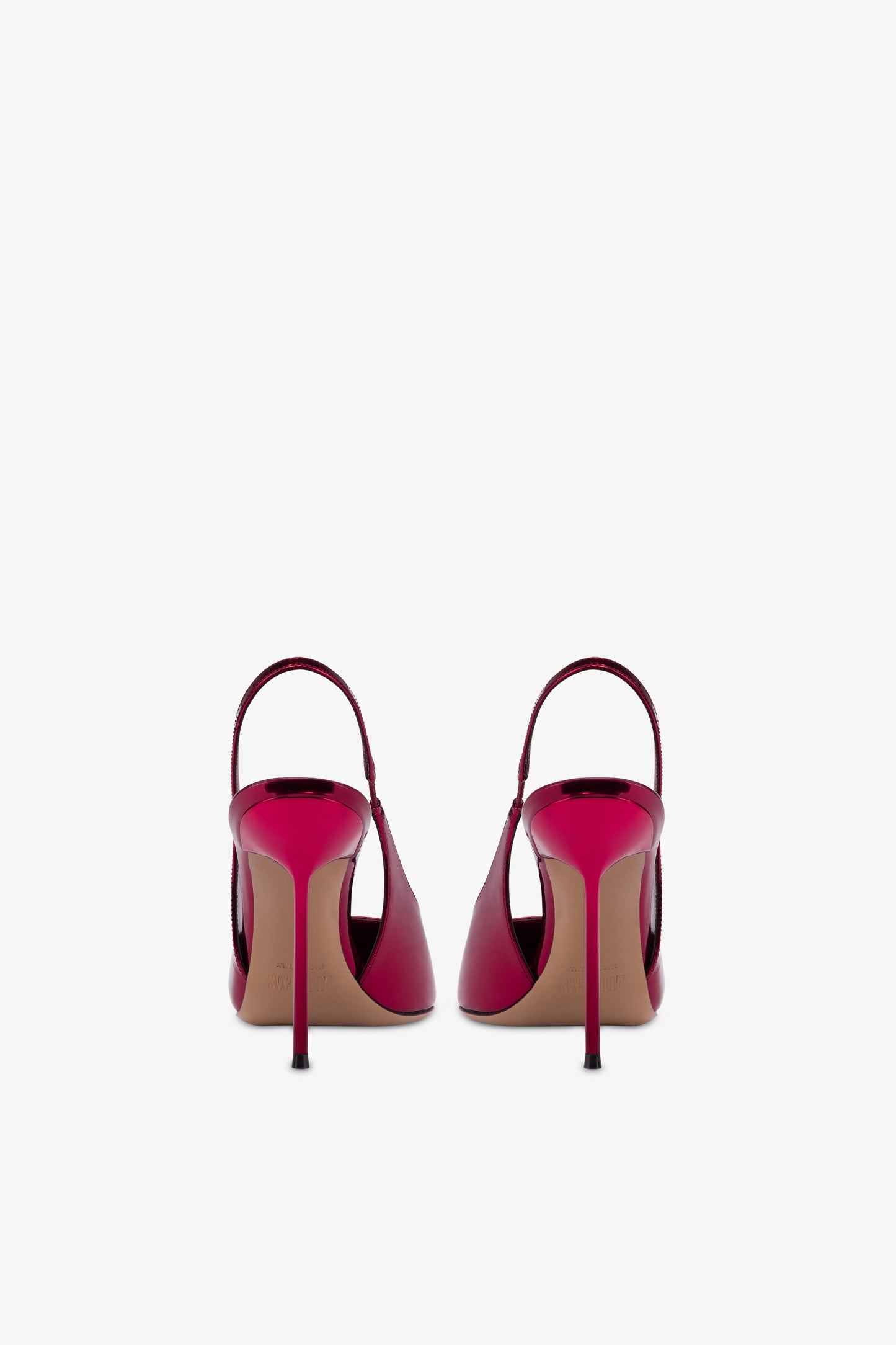 Slingbacks in red mirror-effect leather