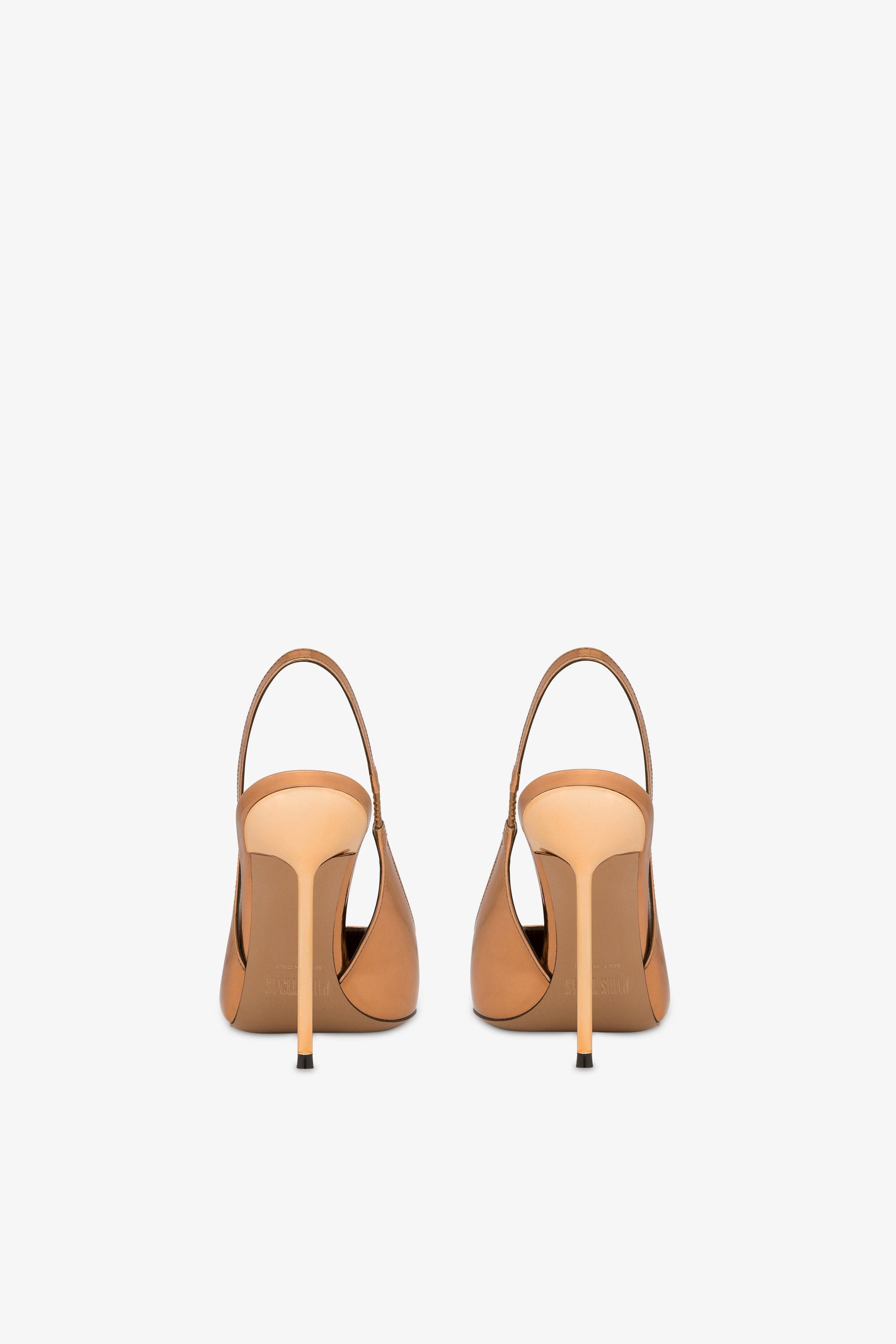 Slingback a punta in morbida pelle bronzo effetto specchio