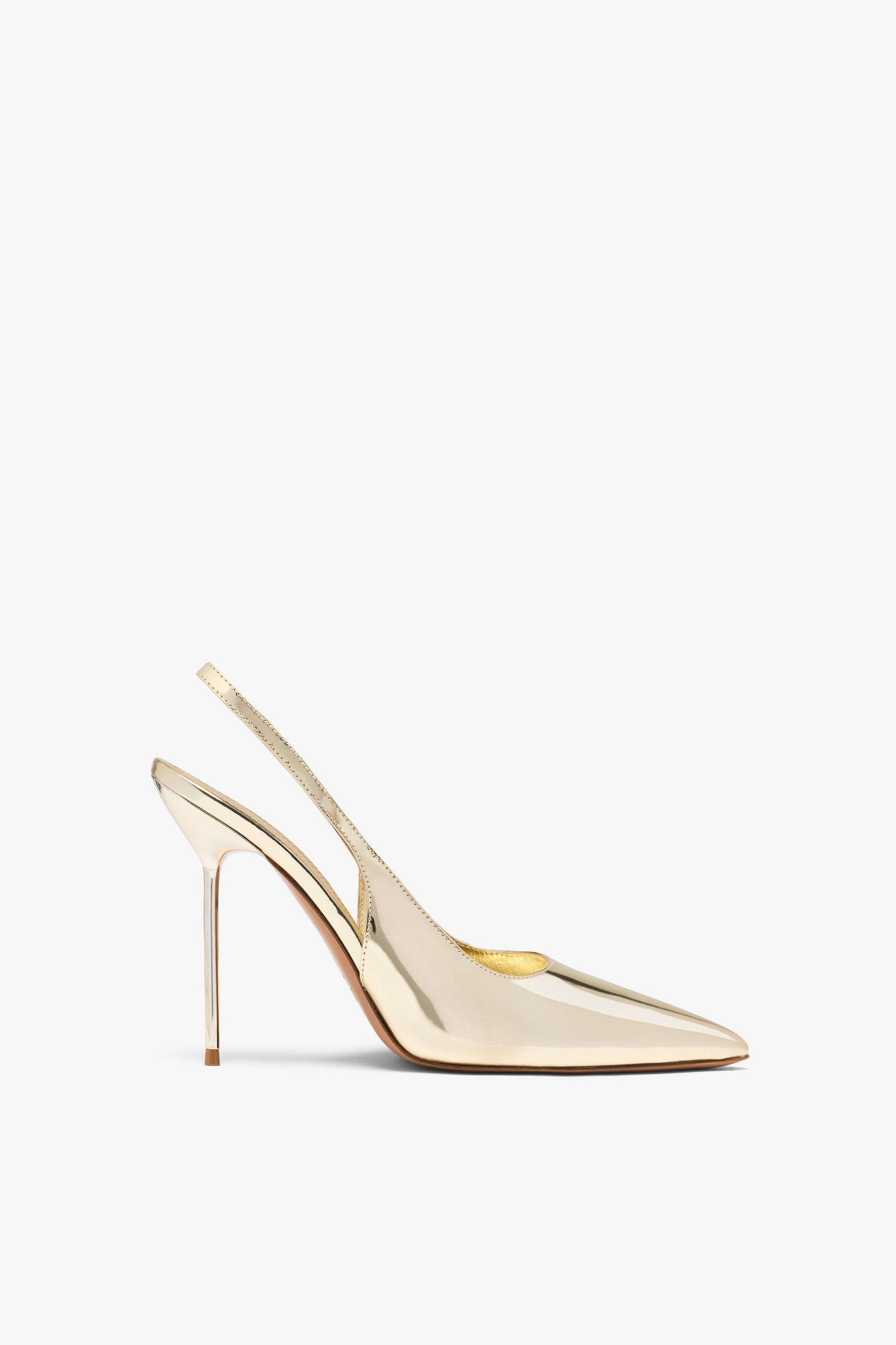 Slingback aus verspiegeltem Leder in Gold