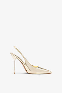 Escarpin slingback en cuir dore a effet miroir