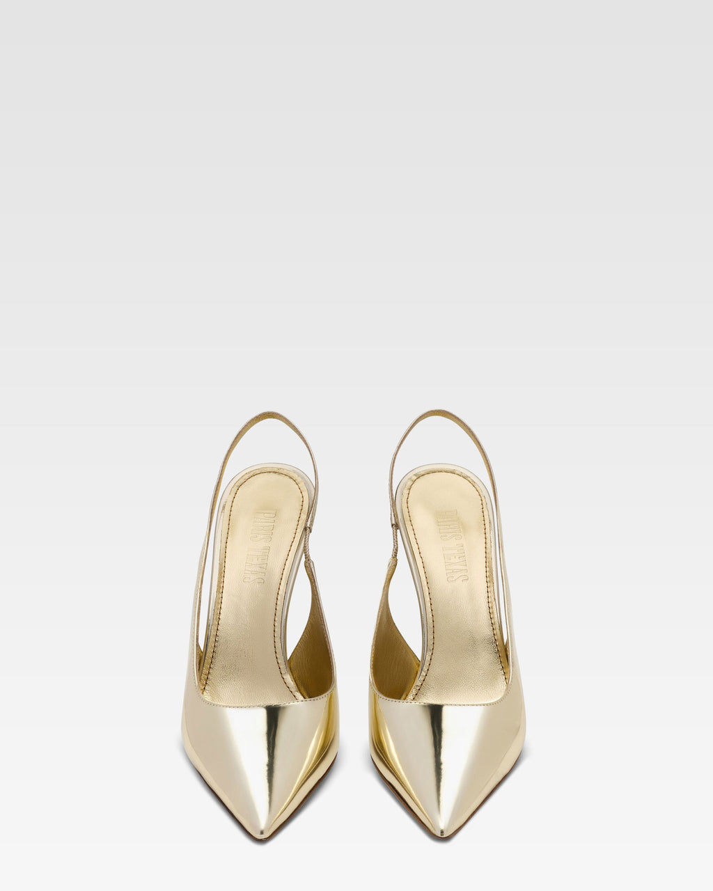 Gold mirrored leather sling-back