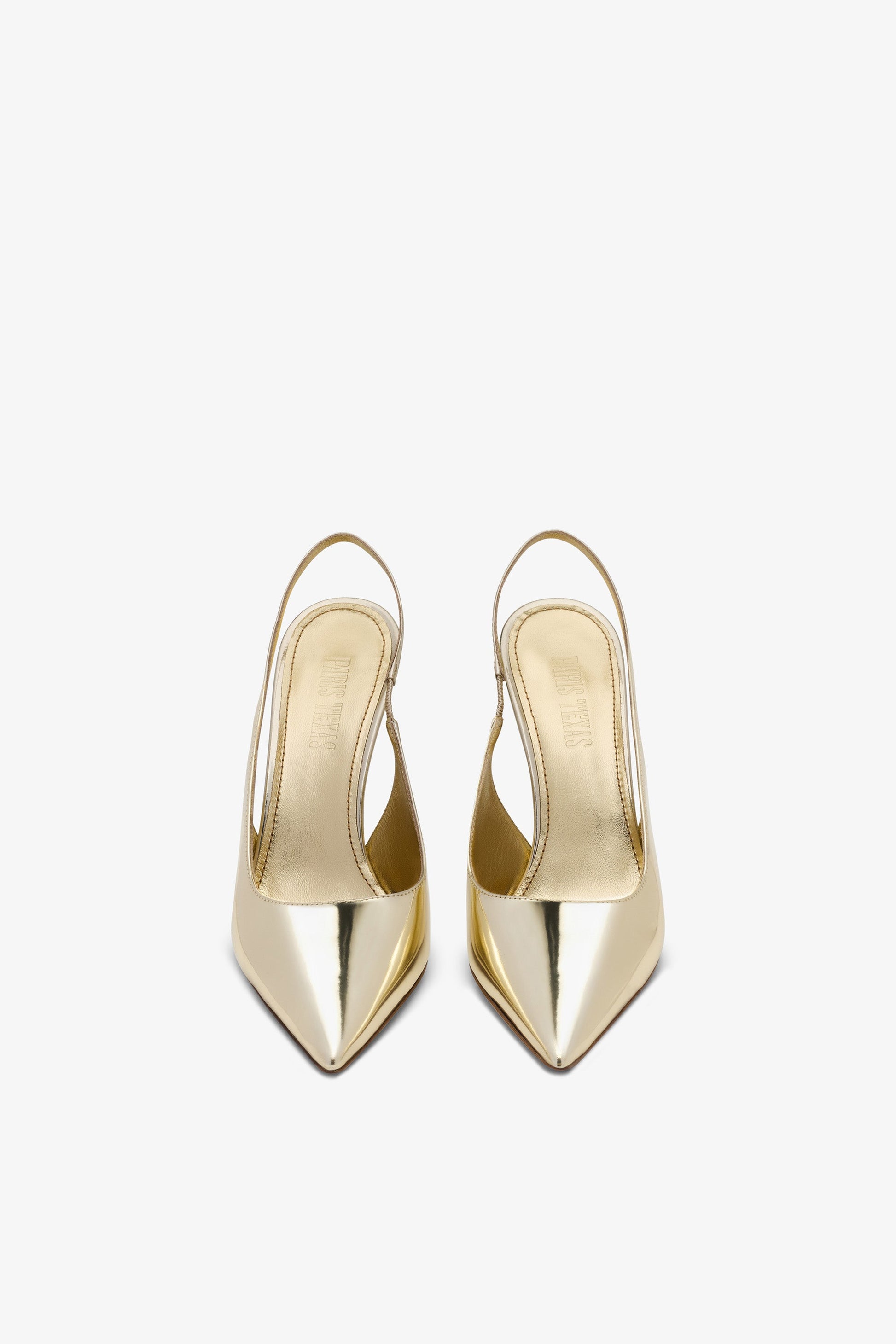 Slingback aus verspiegeltem Leder in Gold