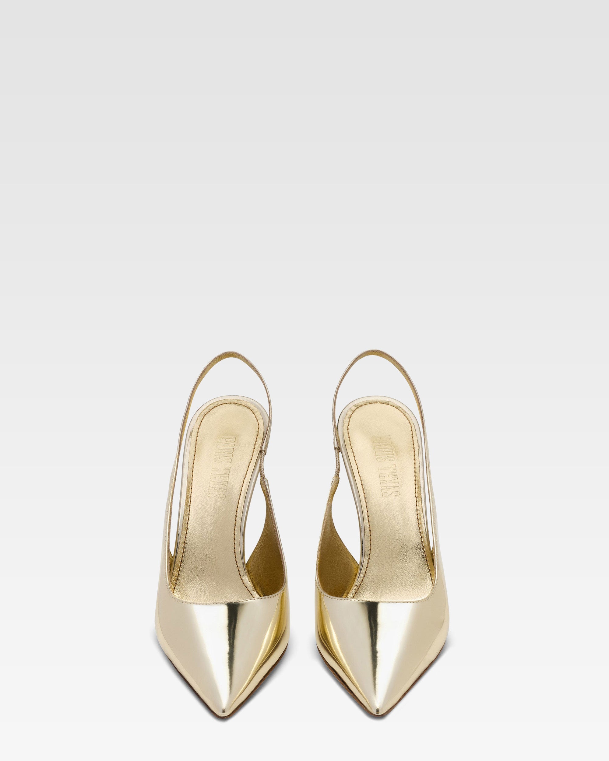 Gold mirrored leather sling-back