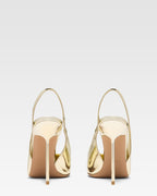 Gold mirrored leather sling-back