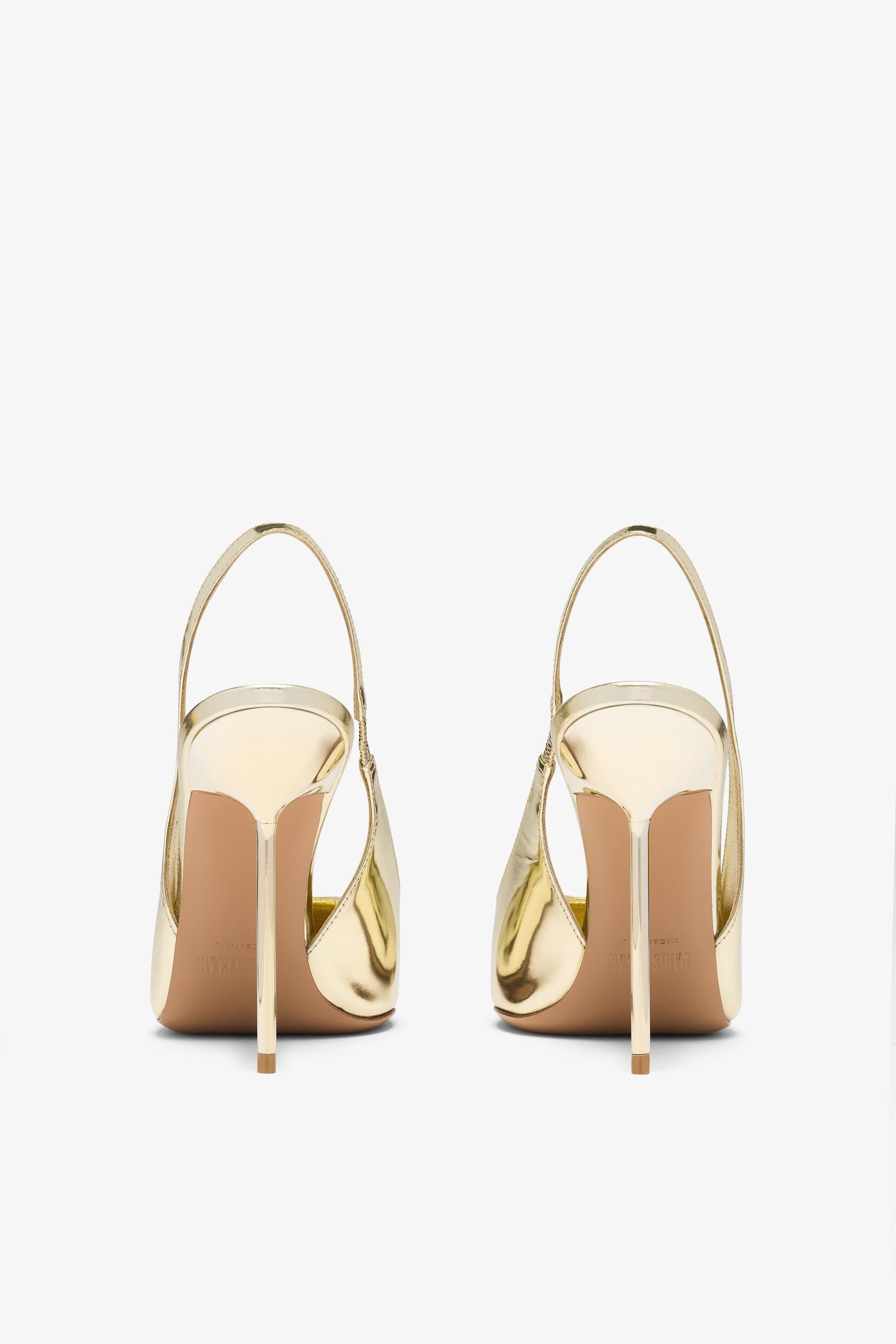 Escarpin slingback en cuir dore a effet miroir