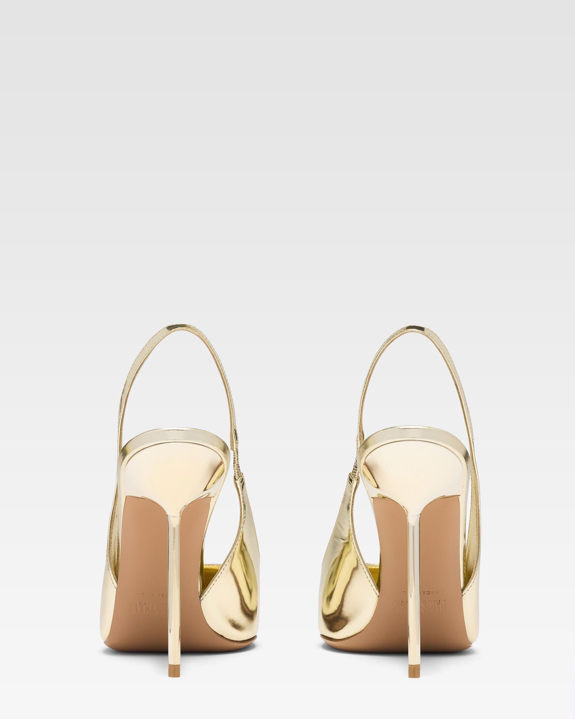 Gold mirrored leather sling-back