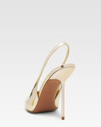 Gold mirrored leather sling-back