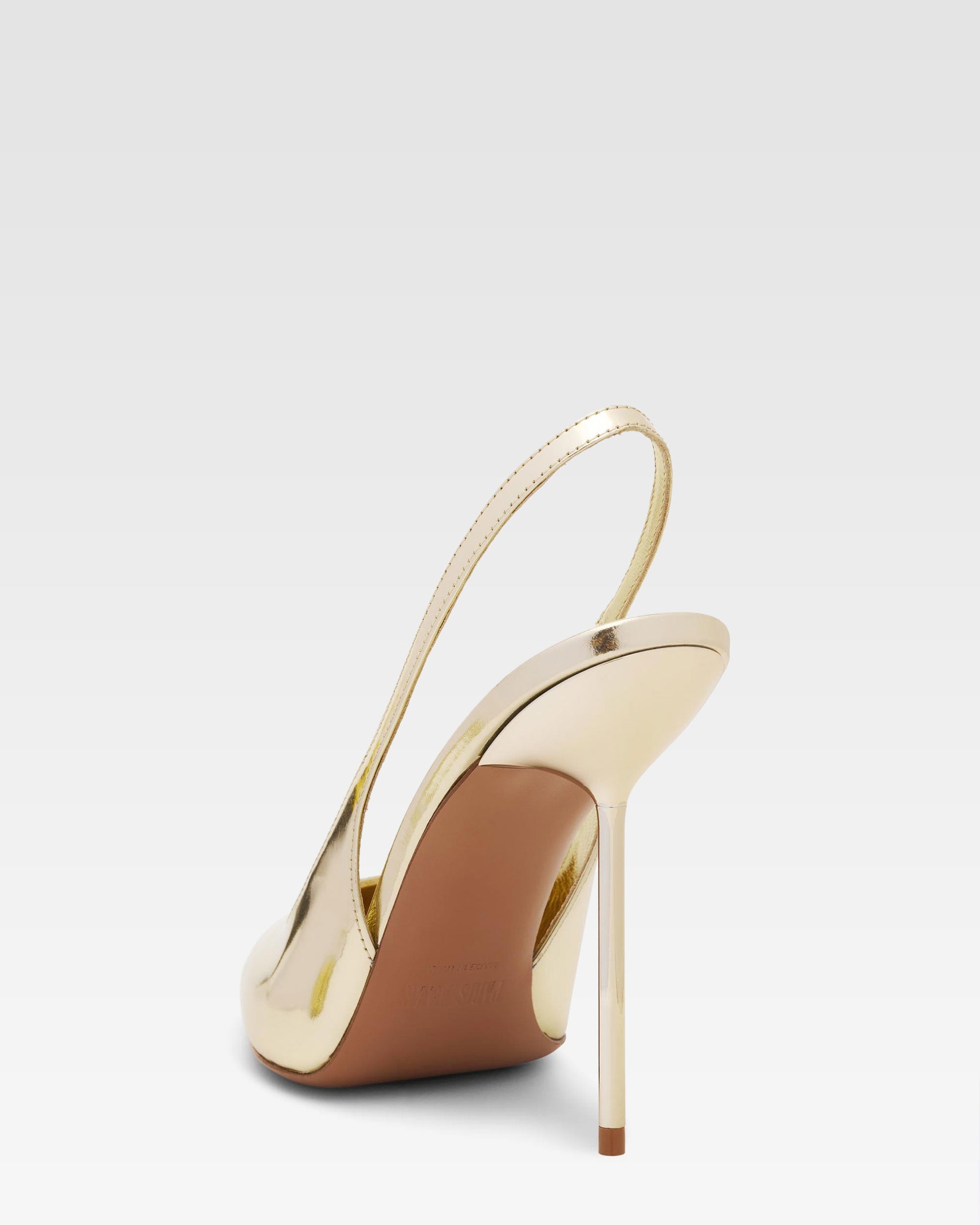Gold mirrored leather sling-back