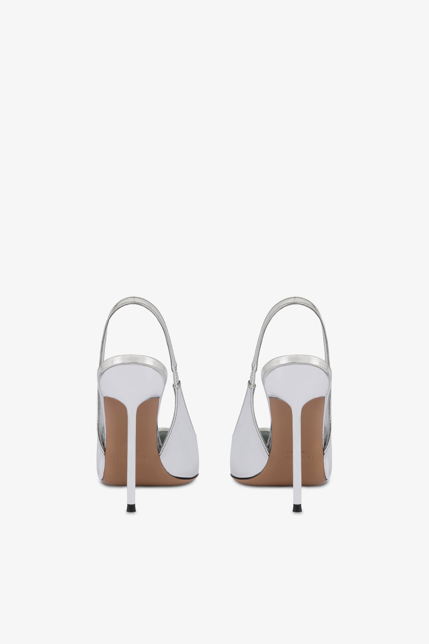 Slingbacks in silver mirror-effect leather