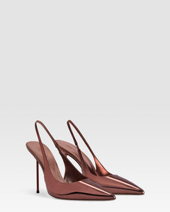 Slingbacks in Texas rose, mirror-effect leather