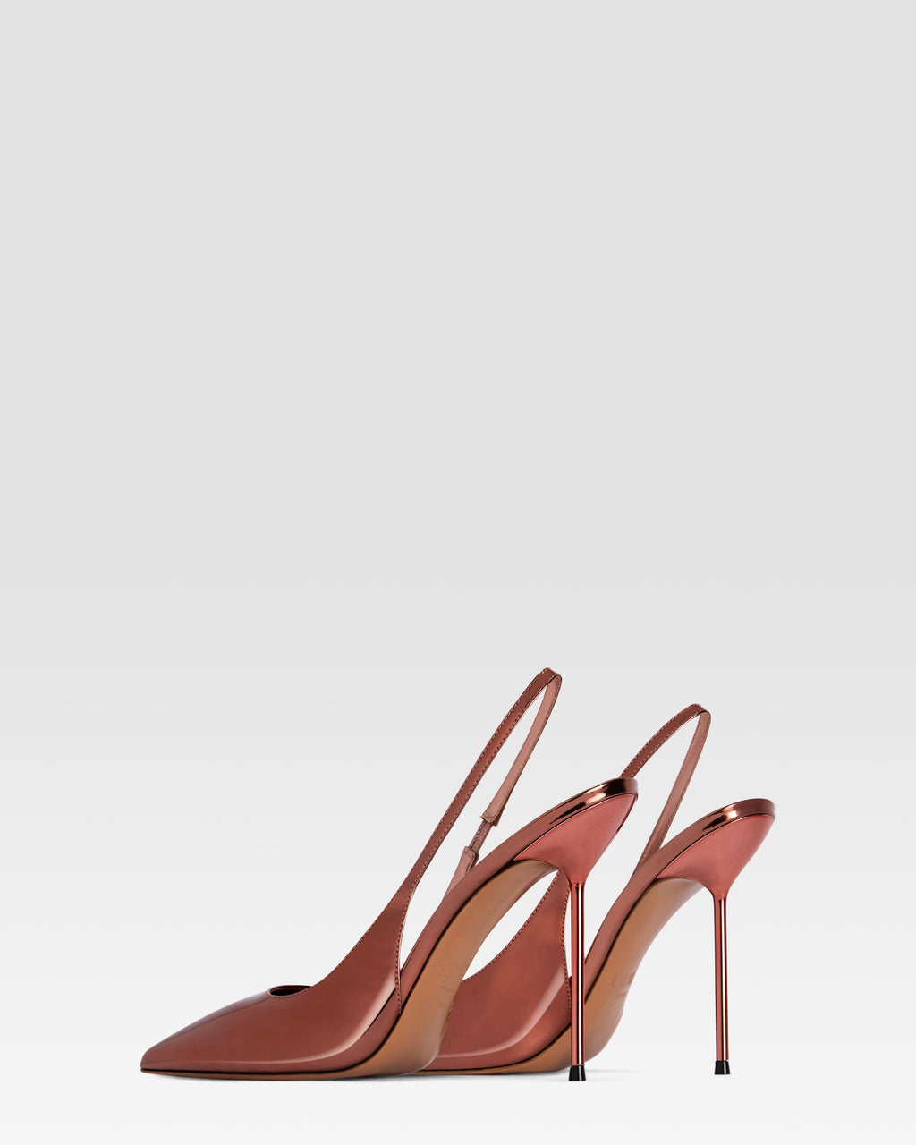 Slingbacks in Texas rose, mirror-effect leather