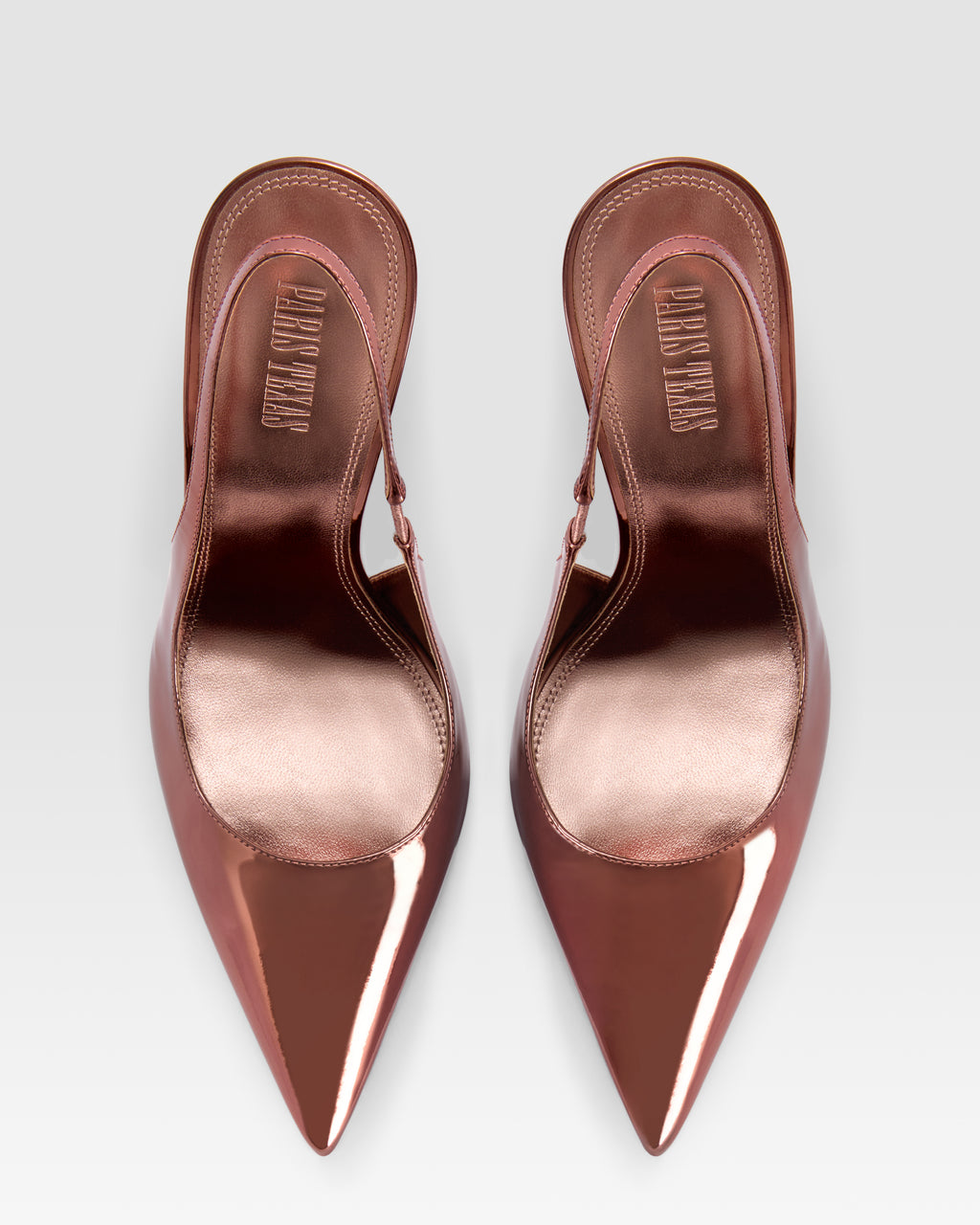 Slingbacks in Texas rose, mirror-effect leather