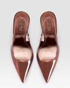 Slingbacks in Texas rose, mirror-effect leather