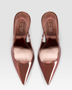 Slingbacks in Texas rose, mirror-effect leather