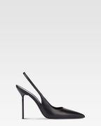 Slingback a punta in morbida pelle nappata nera