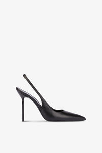 Slingback a punta in morbida pelle nappata nera