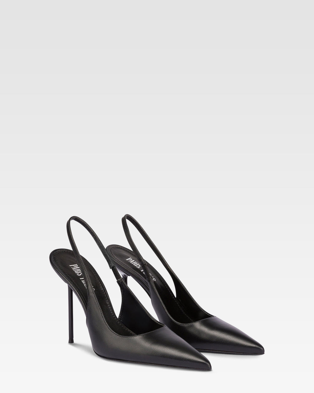 Slingback a punta in morbida pelle nappata nera