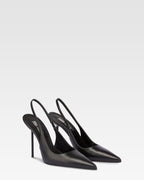 Slingback a punta in morbida pelle nappata nera