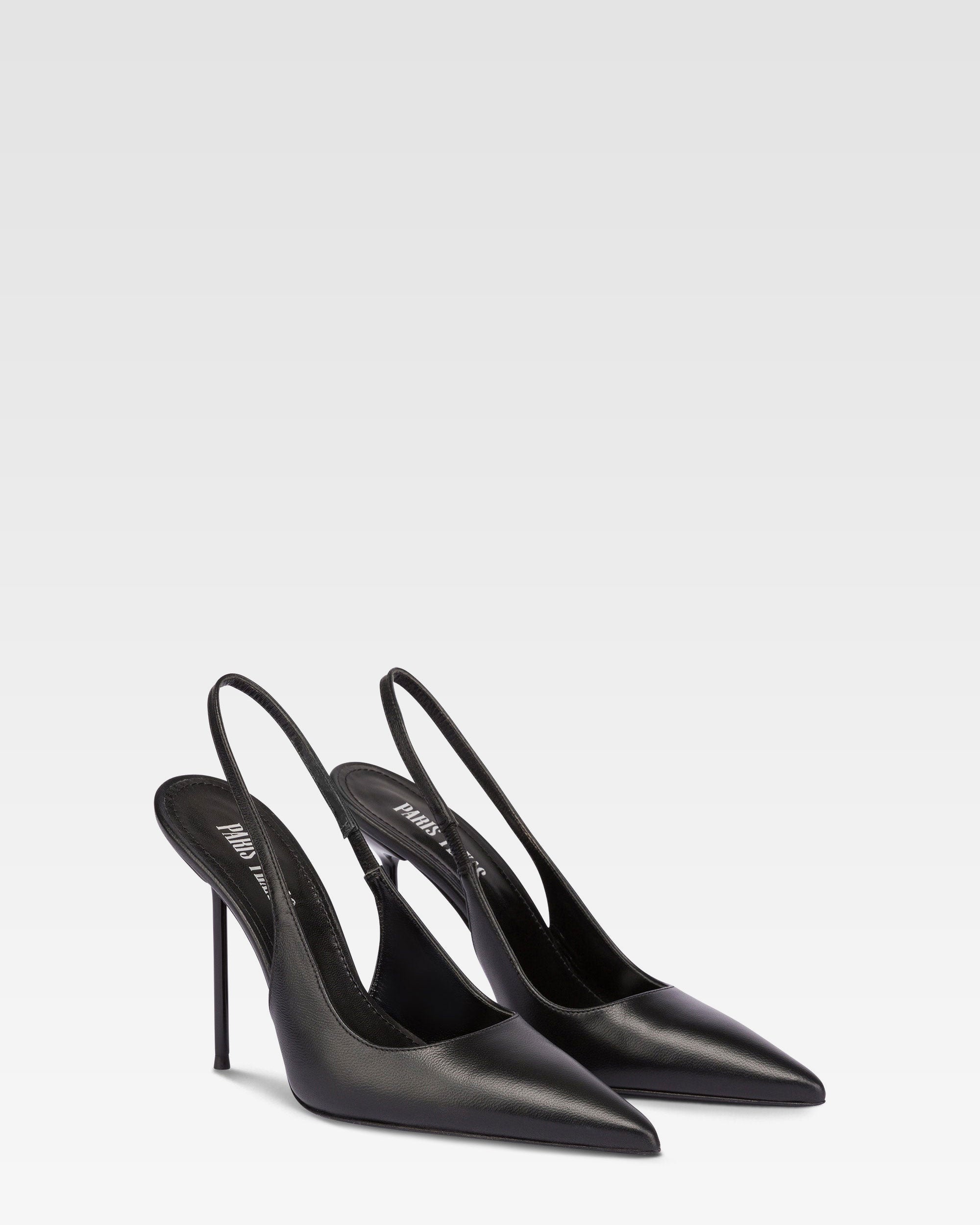 Slingback a punta in morbida pelle nappata nera