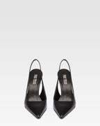 Slingback a punta in morbida pelle nappata nera