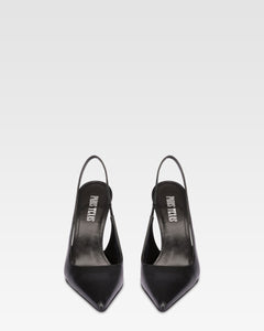 Slingback a punta in morbida pelle nappata nera