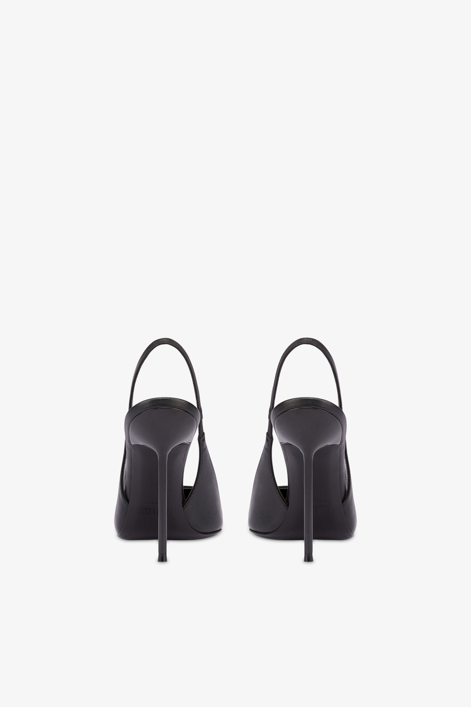 Sharp, pointed slingbacks in smooth black leather