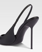 Slingback a punta in morbida pelle nappata nera