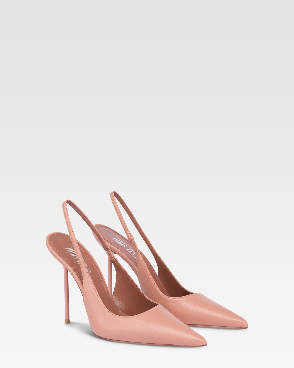 Sharp, pointed slingbacks in smooth romance leather