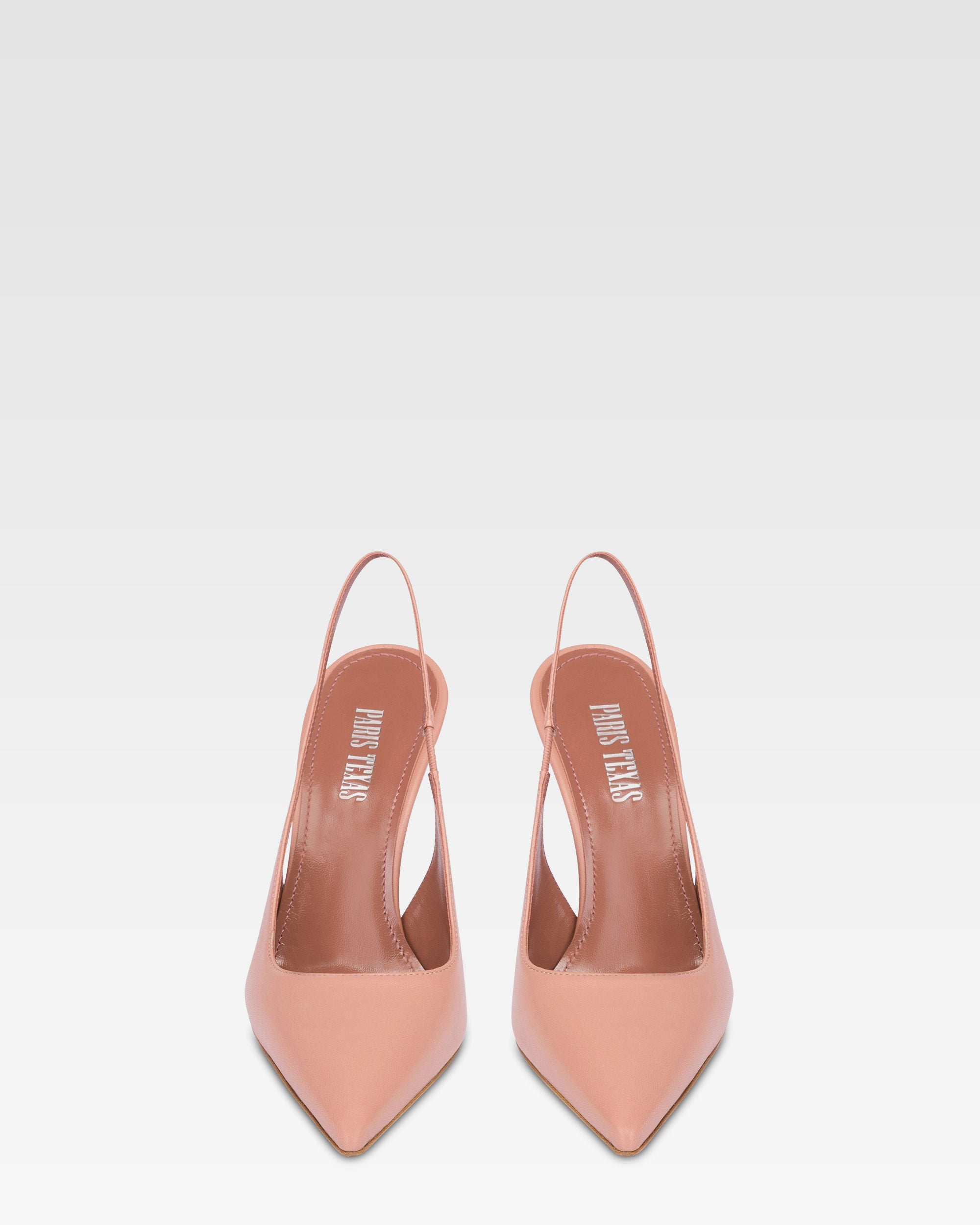 Sharp, pointed slingbacks in smooth romance leather