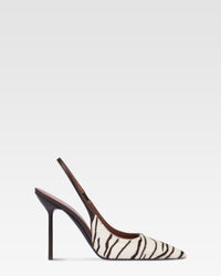 Slingbacks in white leopard print cowhide — White/Ebony