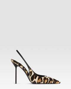 Slingbacks in white leopard print cowhide