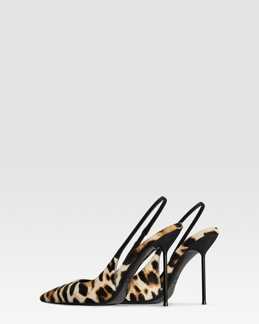 Slingbacks in white leopard print cowhide