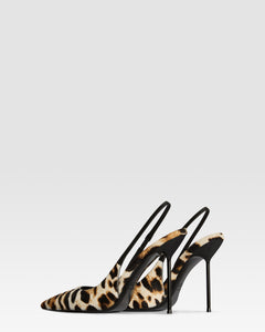 Slingbacks in white leopard print cowhide