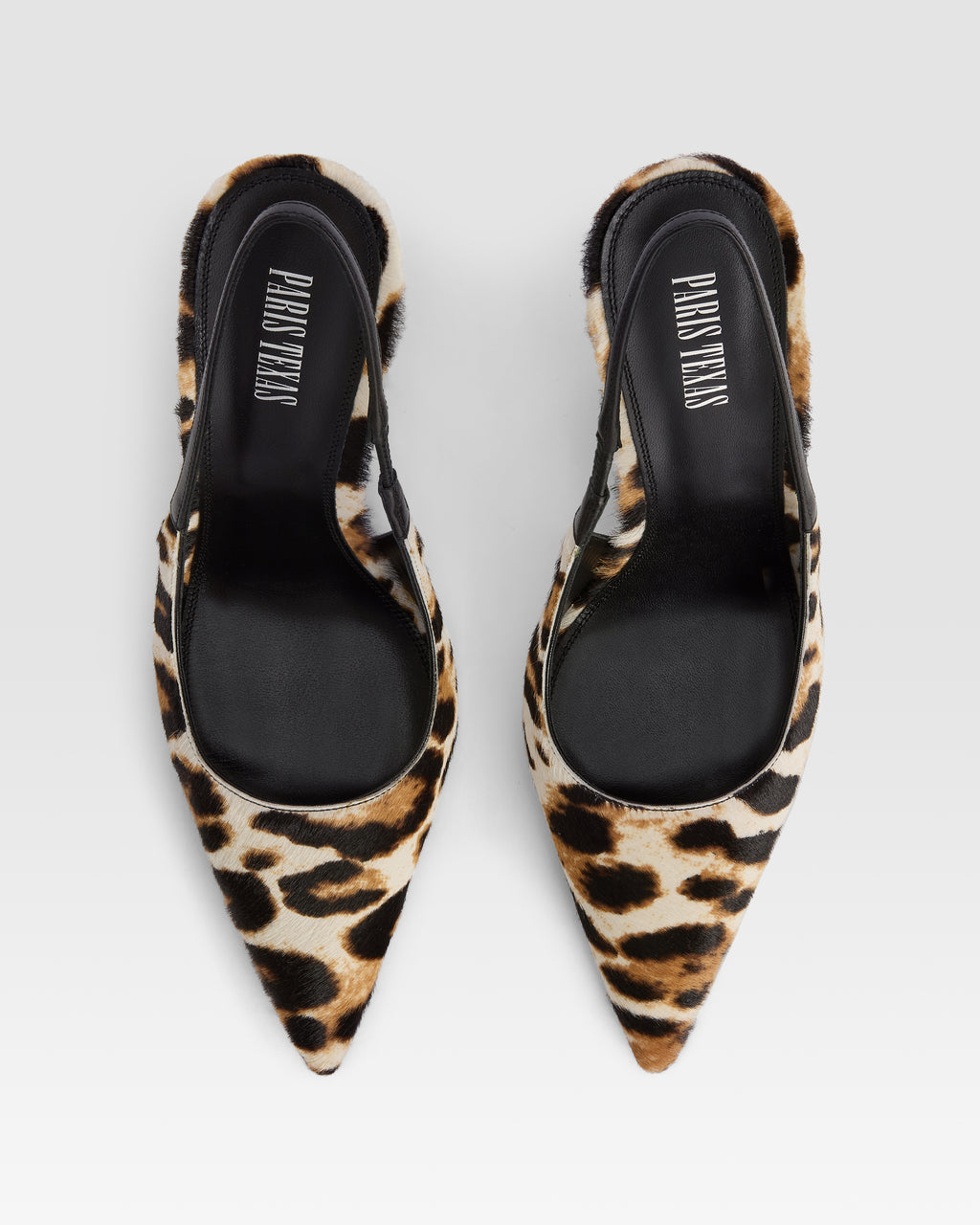 Slingbacks in white leopard print cowhide