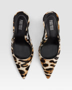 Slingbacks in white leopard print cowhide