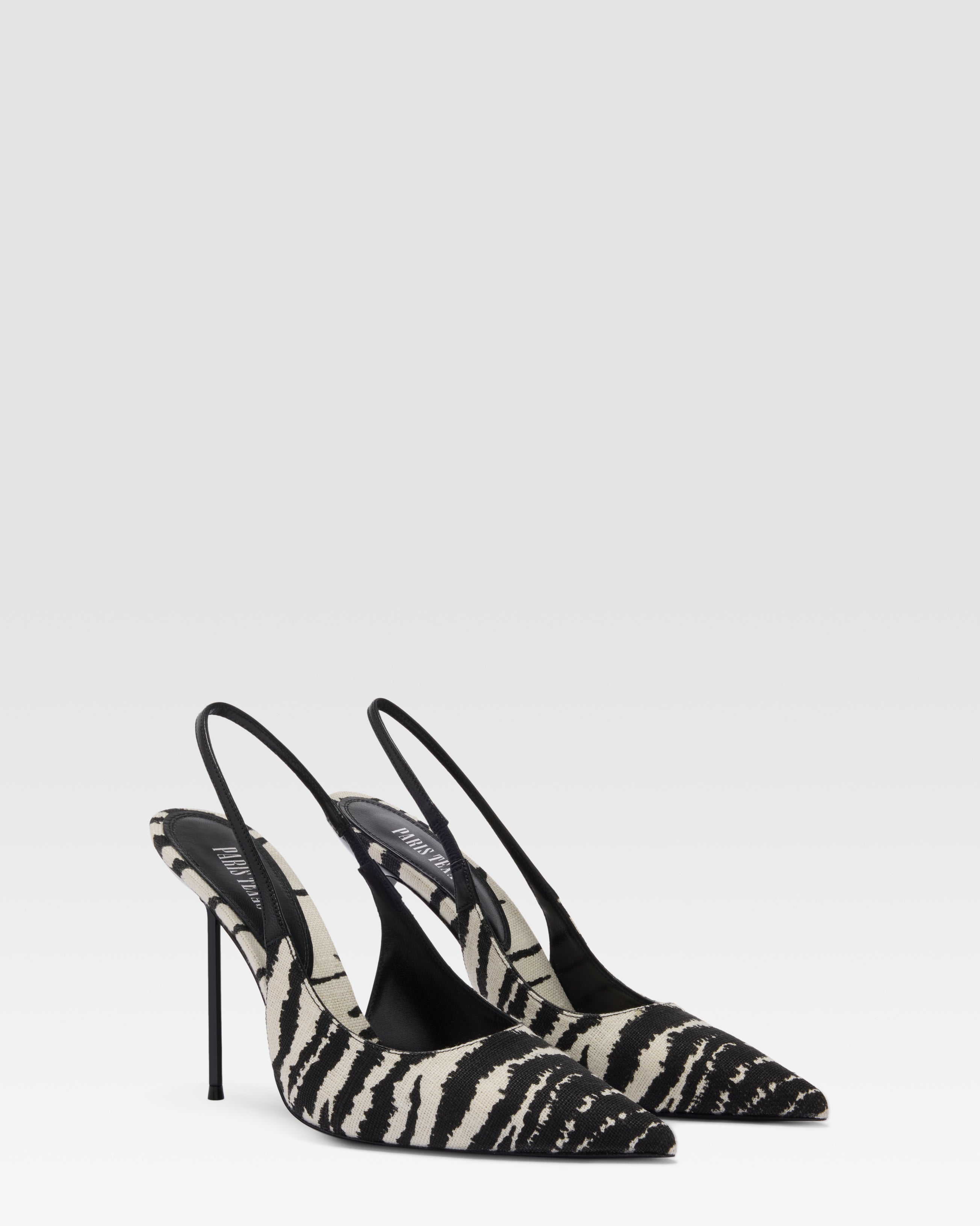 ZEBRA-PRINT LINEN SLINGBACK
